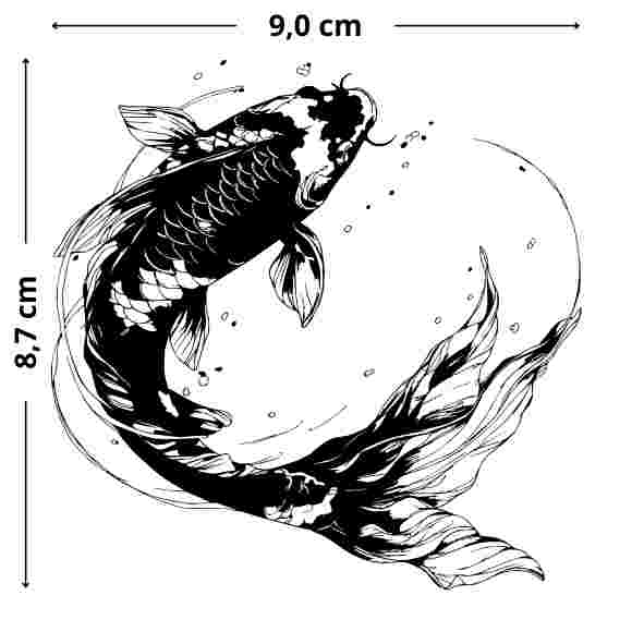 Koi im Wasserstrudel Tattoo - Temporäres Jagua-Tattoo, hautfreundlich und flexibel, ideal für den Alltag.