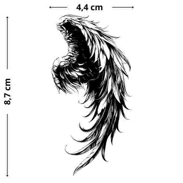 Suesser Engelsfluegel Tattoo - Temporaeres Jagua-Tattoo, hautfreundlich und flexibel, ideal für den Alltag.