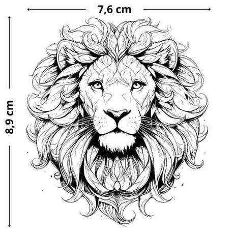 Grafischer Löwenkopf Tattoo - Temporäres Jagua-Tattoo, hautfreundlich und flexibel, ideal für den Alltag.