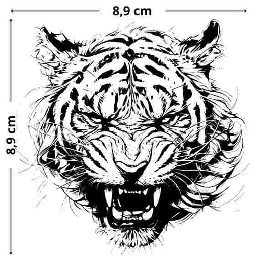 Tigerkopf im Japan-Art-Style Tattoo - Temporaeres Jagua-Tattoo, hautfreundlich und flexibel, ideal für den Alltag.