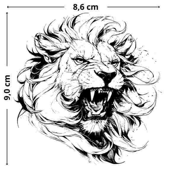 Brüllender Löwe Tattoo - Temporäres Jagua-Tattoo, hautfreundlich und flexibel, ideal für den Alltag.