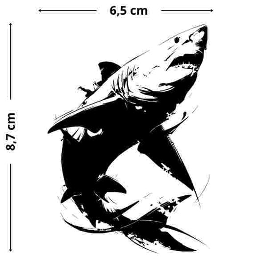 Killer Shark Tattoo, Weißer Hai, Temporäres Jagua-Tattoo, hautfreundlich und flexibel, ideal für den Alltag.