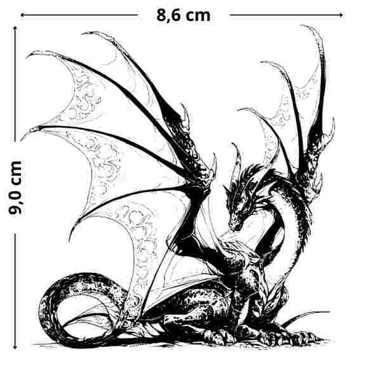 Fantasy-Drache Tattoo - Temporäres Jagua-Tattoo, hautfreundlich und flexibel, ideal für den Alltag.