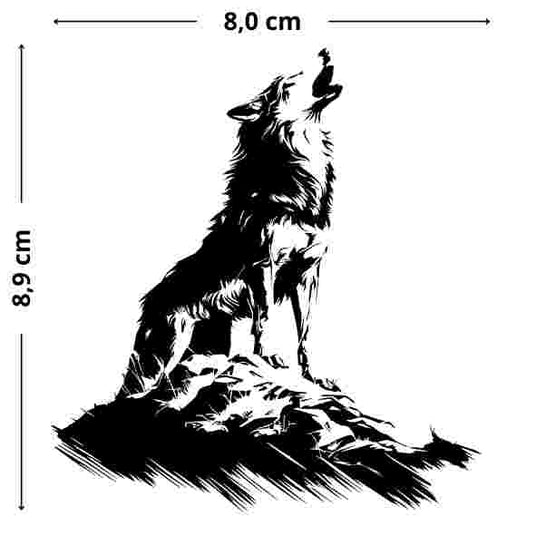 Heulender Wolf Tattoo - Temporäres Jagua-Tattoo, hautfreundlich und flexibel, ideal für den Alltag.