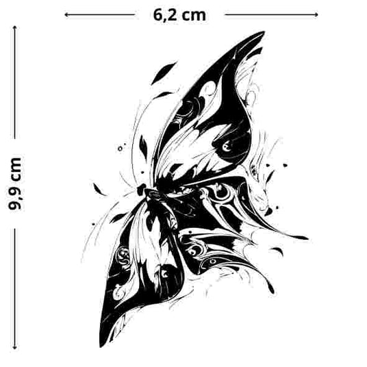 Schmetterling Tattoo - Temporäres Jagua-Tattoo, hautfreundlich und flexibel, inspiriert von Leichtigkeit und Eleganz.