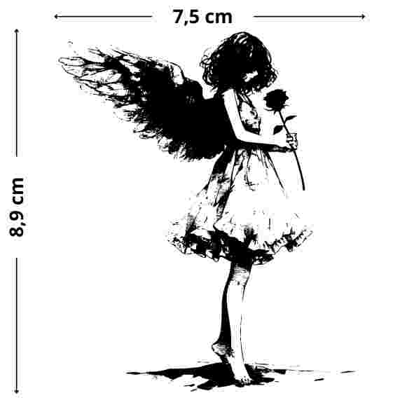 Mädchen mit Rose im Banksy-Style Tattoo - Temporäres Jagua-Tattoo, hautfreundlich und flexibel, ideal für Kunstliebhaber und Street-Art-Fans.