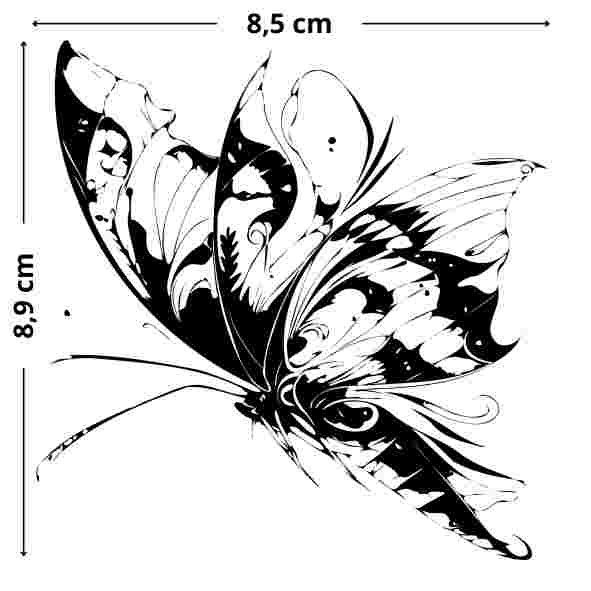 Flatternder Schmetterling Tattoo - Temporäres Jagua-Tattoo, süß, elegant, hautfreundlich und flexibel.
