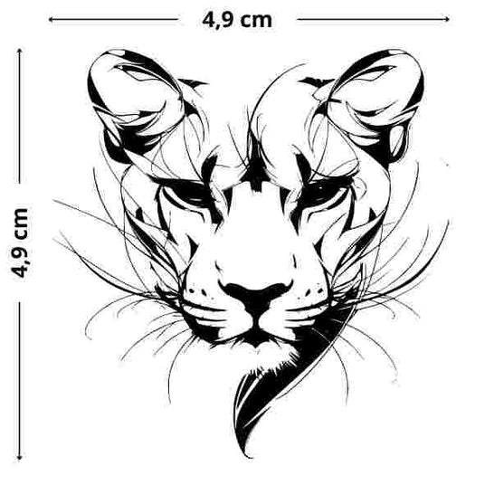 sanfter Löwenkopf im grafischen Stil - minimalistisches Design, kraftvoller und zärtlicher Blick, hautfreundlich und flexibel.