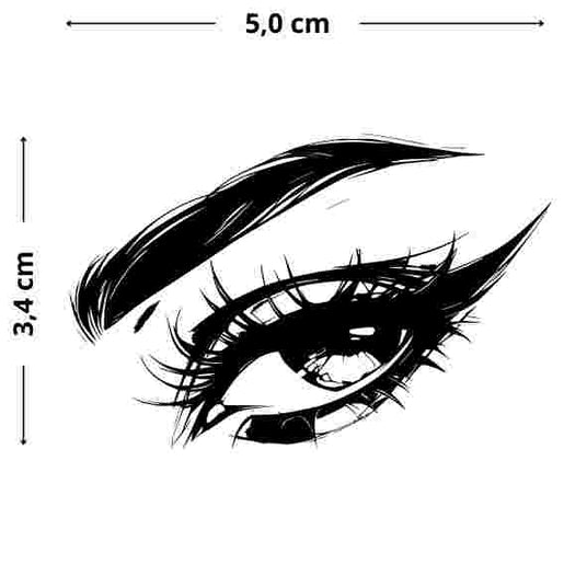 Verfuehrerisches Auge Tattoo – halbgeschlossenes Lid, intensiver Blick, sexy und Direkt, temporaeres Tattoo, flexibel und hautfreundlich.