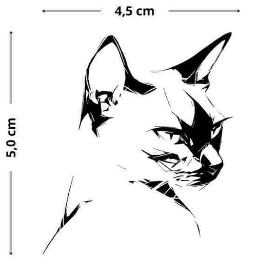 Temporäres Tattoo einer stolzen, eleganten Siamkatze im minimalistischen Design.