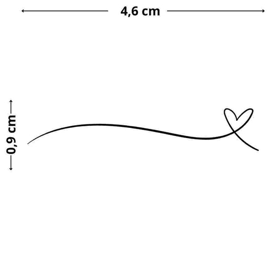 Feines One-Line-Tattoo mit Herz, minimalistisch, romantisch, temporäres Tattoo, Liebe, schlichtes Design.