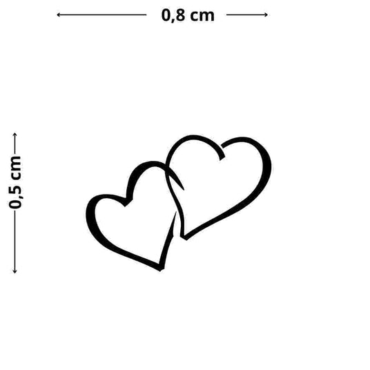Zwei ineinander verschlungene Herzchen-Tattoo, minimalistisches und cooles Design für Finger, Zehen oder dezente Stellen.