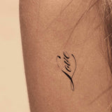 Two-person tattoo: Love &amp; Thank you! – Filigree calligraphy quotes